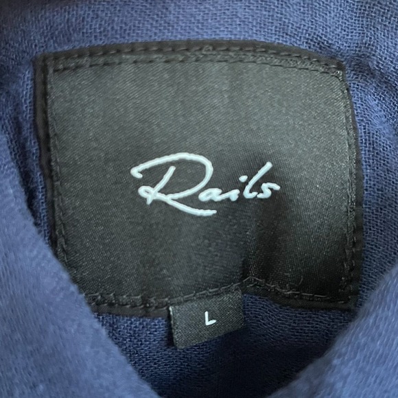 Rails Womens Ellis Shirt Size L Indigo Blue Gauzy Button 100% Organic Cotton - Picture 5 of 7